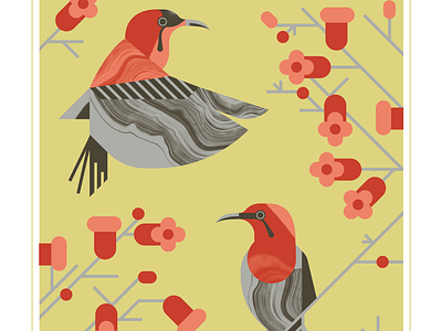 Crimson Sunbird animal bird character crimson design flight geometric illustration red sunbird texture vector