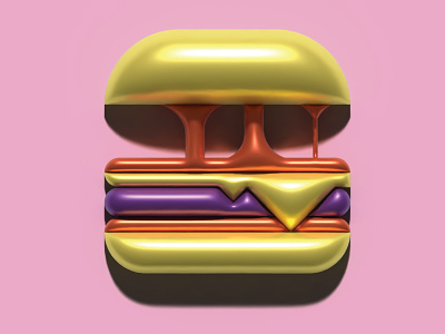 Shiney-Ass Hamburger 3d burger design geometric hamburger illustration texture vector