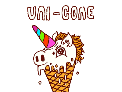 Uni-Cone Hand Drawn Animation animation cone gif handdrawn icecream rainbow sparkle unicorn