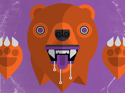 Crazed Ursa animal attack bear claw crazy design illustration orange purple teeth texture vector