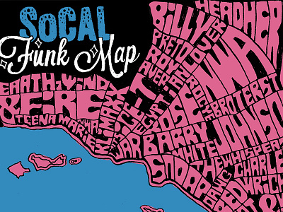 Hand Drawn Funk Map craft funk hand lettering pink scratch typography words