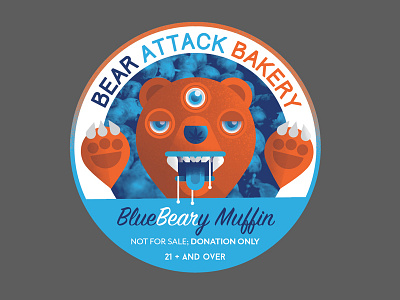 Bear Attack Bakery V2 bear design edible illustration label marijuana sticker weed