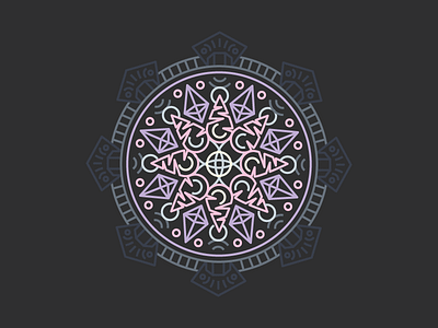 Mandala 045 design graphic design gray illustration line mandala orange pink teal vector