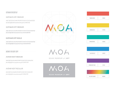 SCAD | MOA iOS app branding art direction branding colors fonts graphic design ios logo logotype palette typography ui ux