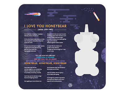 Honeybear packaging (back) bear comet design father father john misty honey illustration john misty meteor space