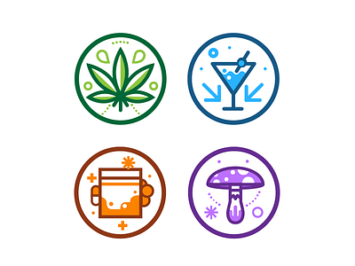 Drug Icons alcohol booze coke drugs icons illustration marijuana mushrooms vector weed