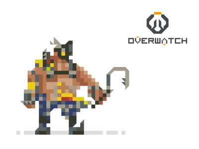 Pixel Roadhog 8bit character design digital illustration overwatch pixel roadhog videogame