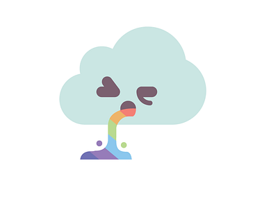 Cloudface Rainbow Vomit barf character cloud dead face figure illustration jump person rainbow smile vector