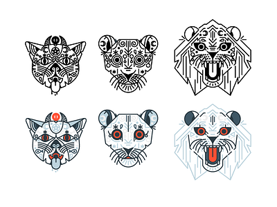 Kitties | Warmup sketches animal cat feline illustration illustrator kitty leo line lion lioness vector