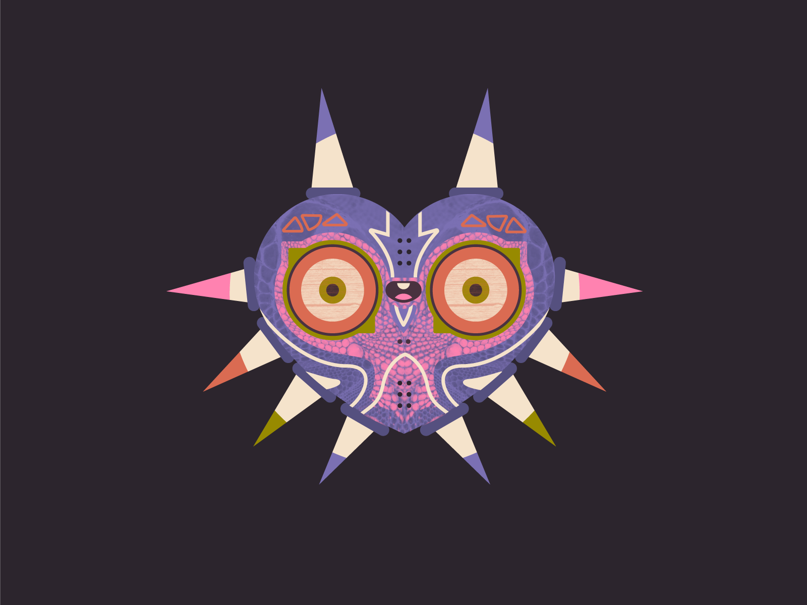 Majora's Mask blue character design illustration link majoras mask mask pink texture vector zelda