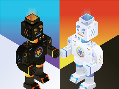 Weekly Warmup | Isometric Robot blue built isometric isometric design mechanical orange purple red robot