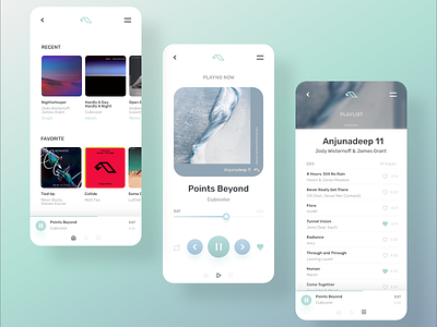 Anjuna - Music Player anjuna app design clean concept creation deep design interface material minimalism mobile mobile design music player ui