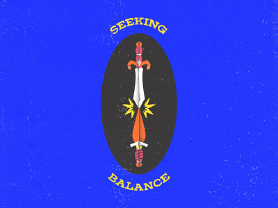 Seeking Balance badge design balance dagger flat grain grain texture hand drawn illustration shading sword swords typogaphy
