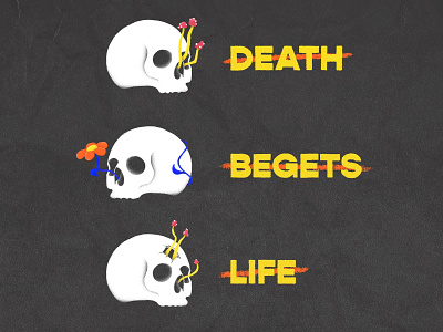 Death Begets Life badge badge design branding grain hand drawn illustration logo mushrooms retro skull skulls typography