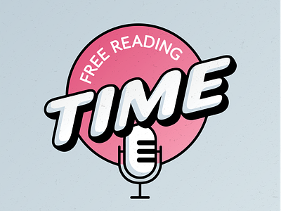 Free Reading Time - Podcast Logo audio bold book podcast branding logo logodesign pink logo podcast art podcast cover podcast logo podcasting podcasts read reading texture typography vector art