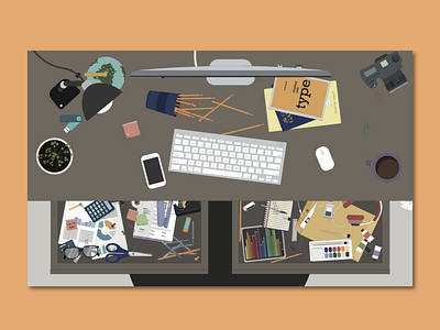 Messy Desk Seek-and-Find Illustration