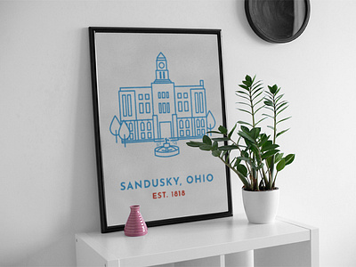 Erie County Courthouse Sandusky, Ohio architecture building illustration minimal monoline ohio sandusky