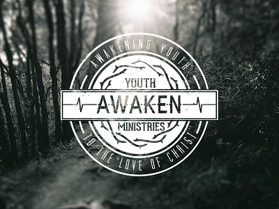 Awaken Youth Ministries Logo badge church crown of thorns ekg logo youth group youth ministry