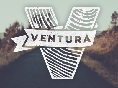 Ventura Logo badge banner church forward motion logo ribbon road rustic v wood grain