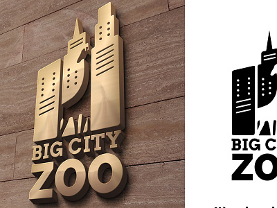 Big City Zoo animals buildings city cityscape giraffe logo negative space skyline zoo