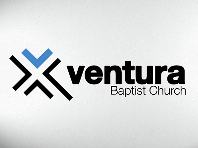 Ventura Final arrows baptist church cross helvetica logo negative ventura