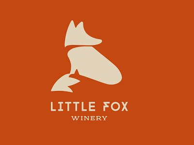 Little Fox animal fox label logo negative orange wine winery