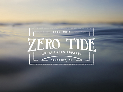 Zero Tide badge beach great lakes logo north coast ohio rectangle sandusky surf vintage