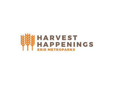 Harvest Happenings autumn brown fall flat harvest icon logo orange wheat