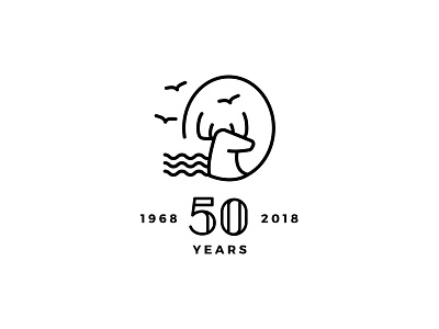 50 Year Deer 50 anniversary badge deer line minimalist stroke