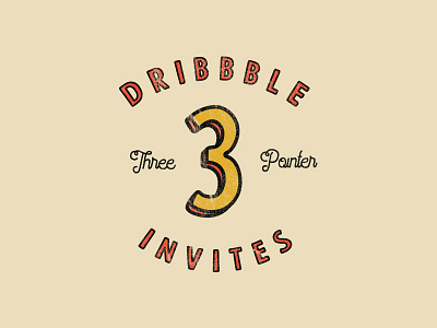 3 Invites 3 badge invites lettering numbers retro rustic texture