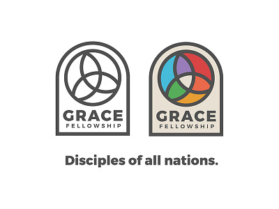 Grace Fellowship church logo modern monoline religion stained glass trinity