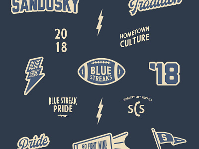 Blue Streak Explorations blue streaks bolt college football high school lightning ohio old school retro sandusky school