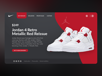 Air Jordan 4 Metallic Red landing page concept