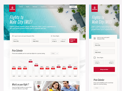 Airline Landing Page Concept - (Best Fare component) airlines best fare best fare display calendar emirates flight search form lading page landingpage price calendar responsive responsive design search engine travel