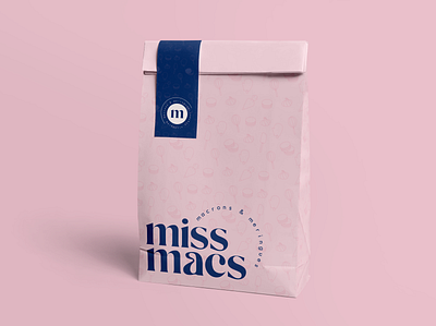 Miss Macs - Macron and Meringue Shop Branding #1 3d art artwork bag bakery blue brand branding design digital art digital illustration graphic design illustration logo macron mockups photoshop pink ui vector