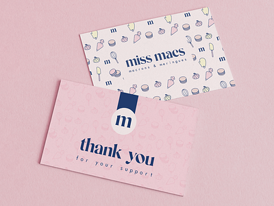 Miss Macs - Macron and Meringue Shop Branding #2 3d art artwork bakery branding card design digital art digital illustration graphic design illustration logo logos macron meringue mockup pattern photoshop ui vector