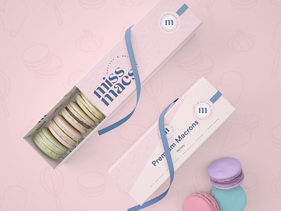 Miss Macs - Macron and Meringue Shop Branding #3 3d art artwork bakery box branding design digital art digital illustration graphic design illustration illustrator logo macron mockups packaging photoshop pink ui vector