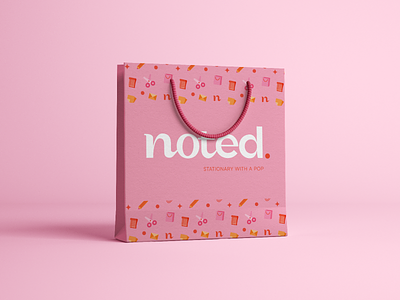 Noted - Stationary Shop Branding Logo Bag Design Pink #2