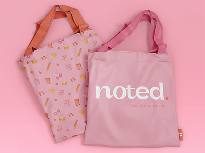 Noted - Stationary Shop Branding Logo Bag Tote Design Pink #3