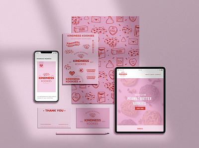 Kindness Kookies Rebrand - Cookie Branding Pink & Red Cookie #2 3d art artwork baked food bakery bakery illustration branding cookie cookie icon design digital art digital illustration flour graphic design illustration logo mockup pink and red ui vector