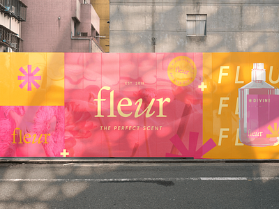 Fleur Women's Perfume Branding Logo Floral Bright Brand #4 3d advertisment art artwork billboard branding bright design digital art digital illustration graphic design illustration logo mockup mural perfume ui vector wall