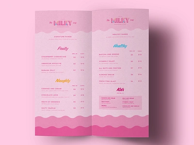 The Milky Way Milkshake Shop Drinks Pink Milkshake Menu #3 3d art artwork branding design digital art digital illustration graphic design ice cream illustration logo menu menu design milk milkshake pink pink drink ui vector