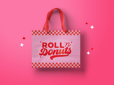 Roll 'N Donuts Skate and American Diner Brand Retro #2 3d american diner art artwork branding design digital art digital illustration graphic design illustration logo mockup pink red retro skate stars ui vector vintage