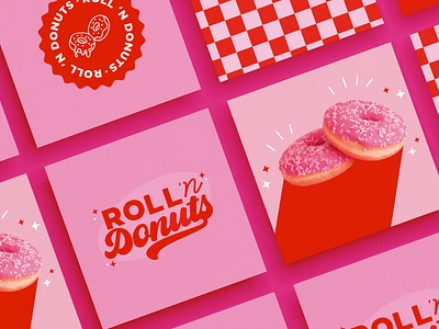 Roll 'N Donuts Skate and American Diner Brand Retro #3 3d american diner art artwork bakery brand branding design digital art digital illustration diner donut graphic design icons illustration logo pink retro ui vector