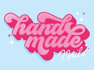 Hand Made Nails Salon Branding Bubble Logo Cute Design #1