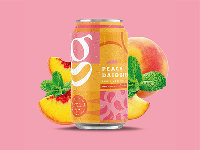 Peach Daiquiri Cocktail Drink Soda Can Design Tropical #3 3d alcohol art artwork beverage branding can design cocktail design digital art digital illustration drink can free mockup graphic design illustration logo mocktail mockup ui vector