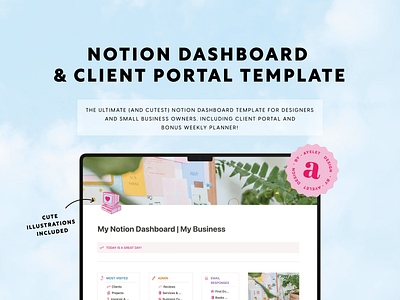 NOTION DASHBOARD & CLIENT PORTAL TEMPLATE WITH ICONS 3d art artwork branding cute icon cute illustrations design digital art digital illustration free graphic design icon pack icons illustration logo notion shop template ui vector