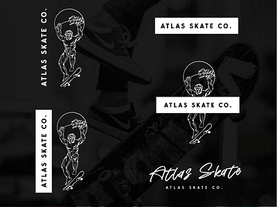 Atlas Skate Skateboarding Shop skateboards Logo Suite #4 3d art artwork atlas black and white logo brand branding design digital art digital illustration gothic graphic design greek god illustration logo logo suite logos skateboarding ui vector