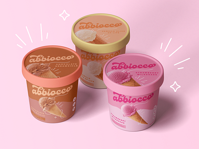 Abbiocco Ice cream tub packaging design illustration mockup #1