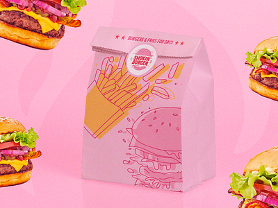 Smokin Burger Burger branding illustrations logo pink brand #1